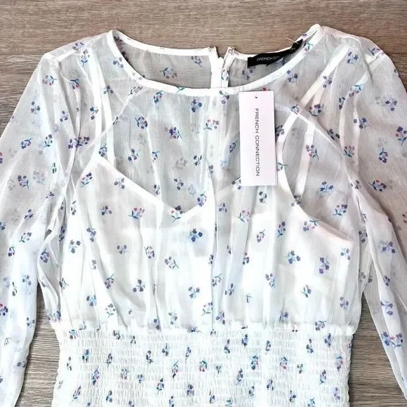 French‎ Connection Women's Summer White Cecilia Hallie Mini Dress Small NWT - Picture 2 of 14